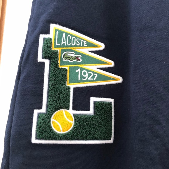 NWT Lacoste varsity Pennants L Badge Fleece Tracksuit Pants size large - Picture 10 of 10